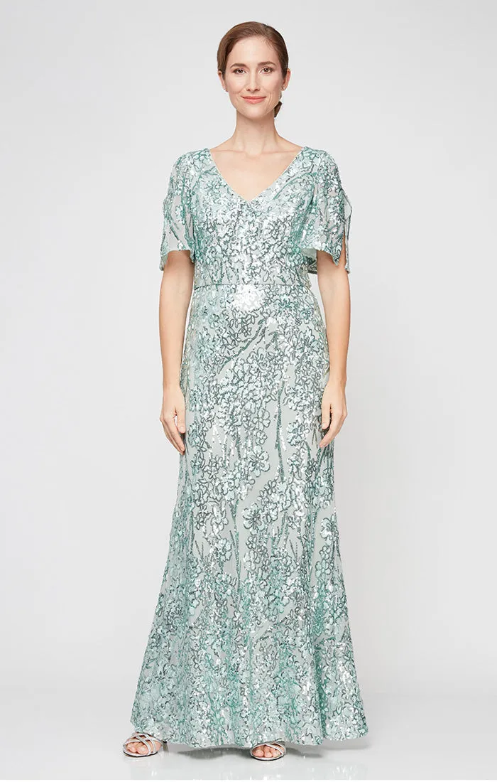 Regular - Caroline Flutter Sleeve Sequin Gown sold by Alex Evenings product image thumbnail 5