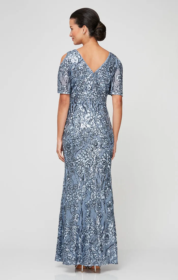 Regular - Caroline Flutter Sleeve Sequin Gown sold by Alex Evenings product image thumbnail 4