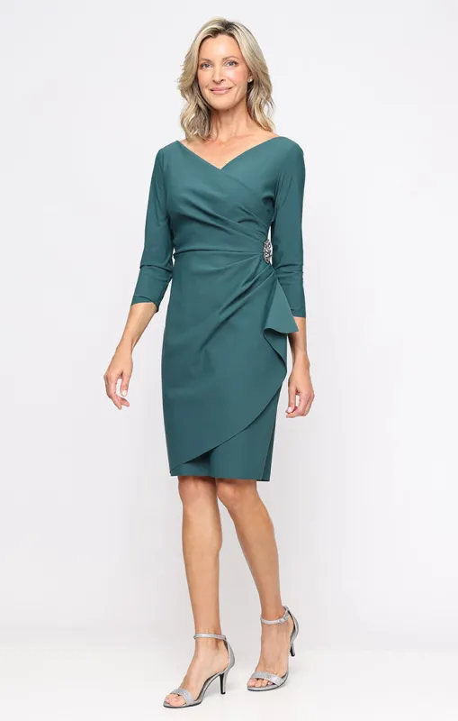 Diana Cascade Ruffle Sheath Contour Dress sold by Alex Evenings