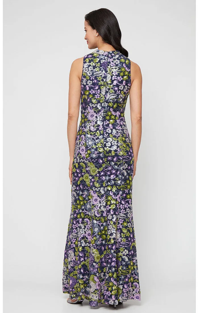 Long Sleeveless Floral Sequin Gown sold by Alex Evenings product image thumbnail 3