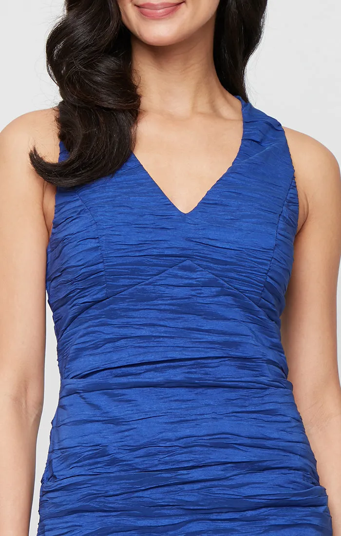 Long Sleeveless Crinkle Stretch Taffeta Dress with V-Neckline sold by Alex Evenings product image thumbnail 2