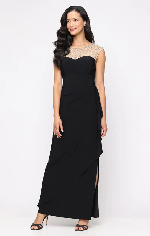 Nancy Matte Jersey Illusion Neckline Dress sold by Alex Evenings