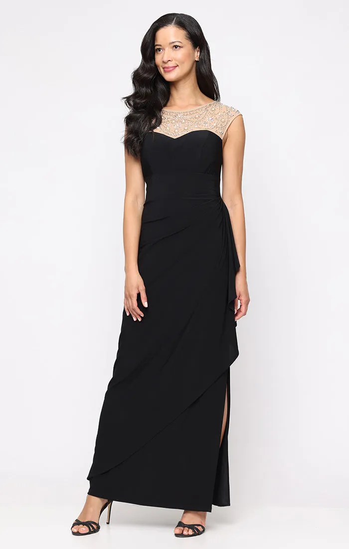 Nancy Matte Jersey Illusion Neckline Dress sold by Alex Evenings