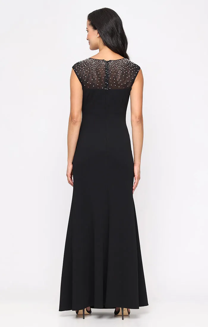 Petite - Sleeveless Square Neck Dress with Heatset Illusion Neckline and Cascade Ruffle Skirt sold by Alex Evenings product image thumbnail 3