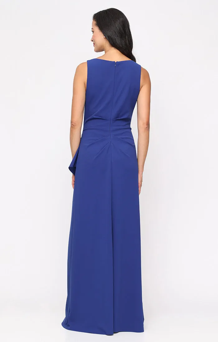 Regular - Stretch Crepe Dress with Embellished L-Neckline and Cascade Detail Skirt sold by Alex Evenings product image thumbnail 3