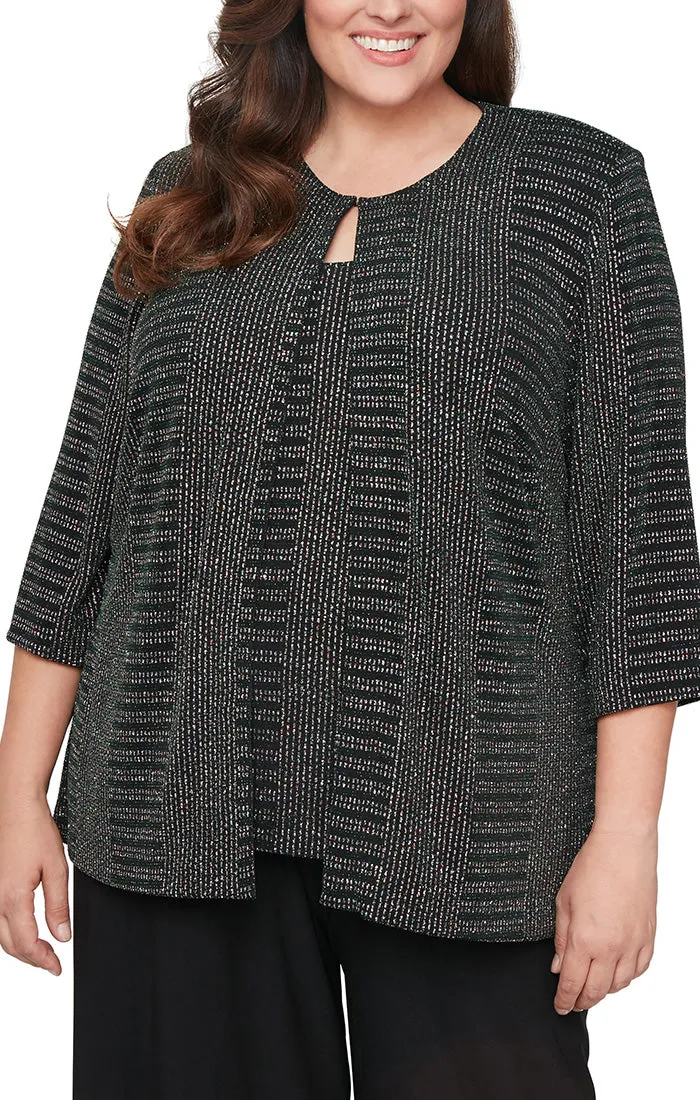 Plus - Printed Twinset With Hook Neck Closure Jacket and Scoop Neck Tank sold by Alex Evenings