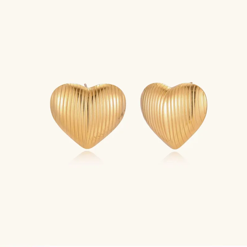 Textured Heart Stud Earrings sold by Alex Evenings