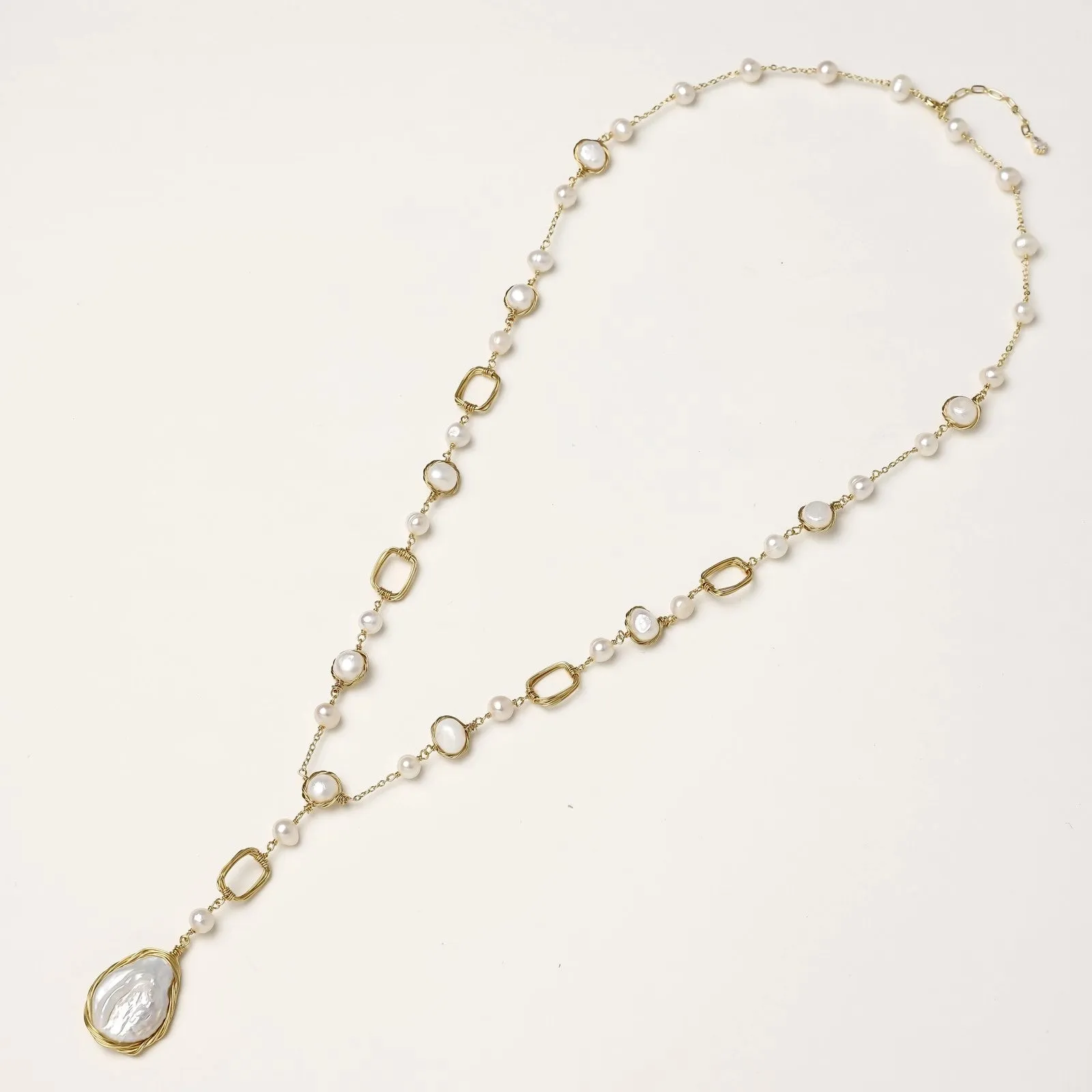 Baroque Pearl Station Necklace sold by Alex Evenings product image thumbnail 2