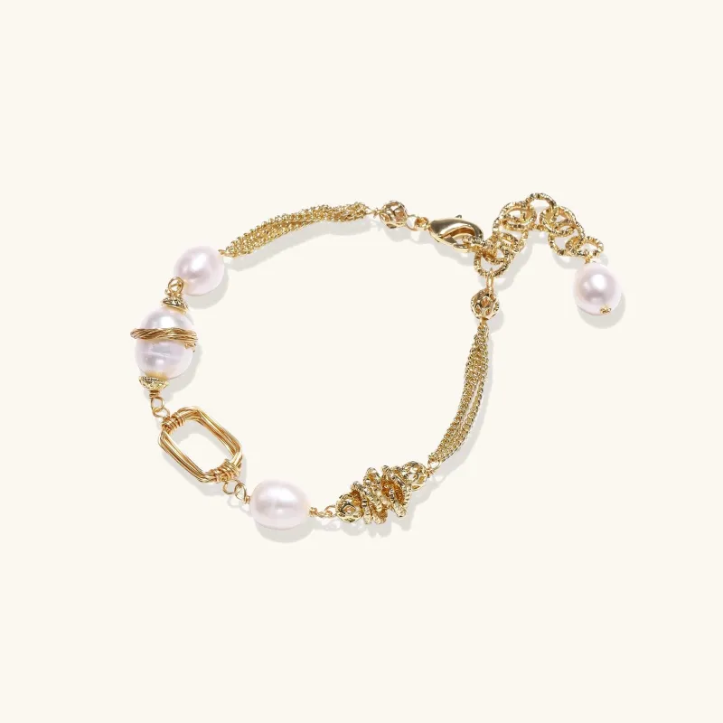 Golden Pearl Chain Bracelet sold by Alex Evenings