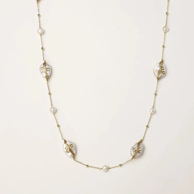 Baroque Pearl Garden Necklace sold by Alex Evenings