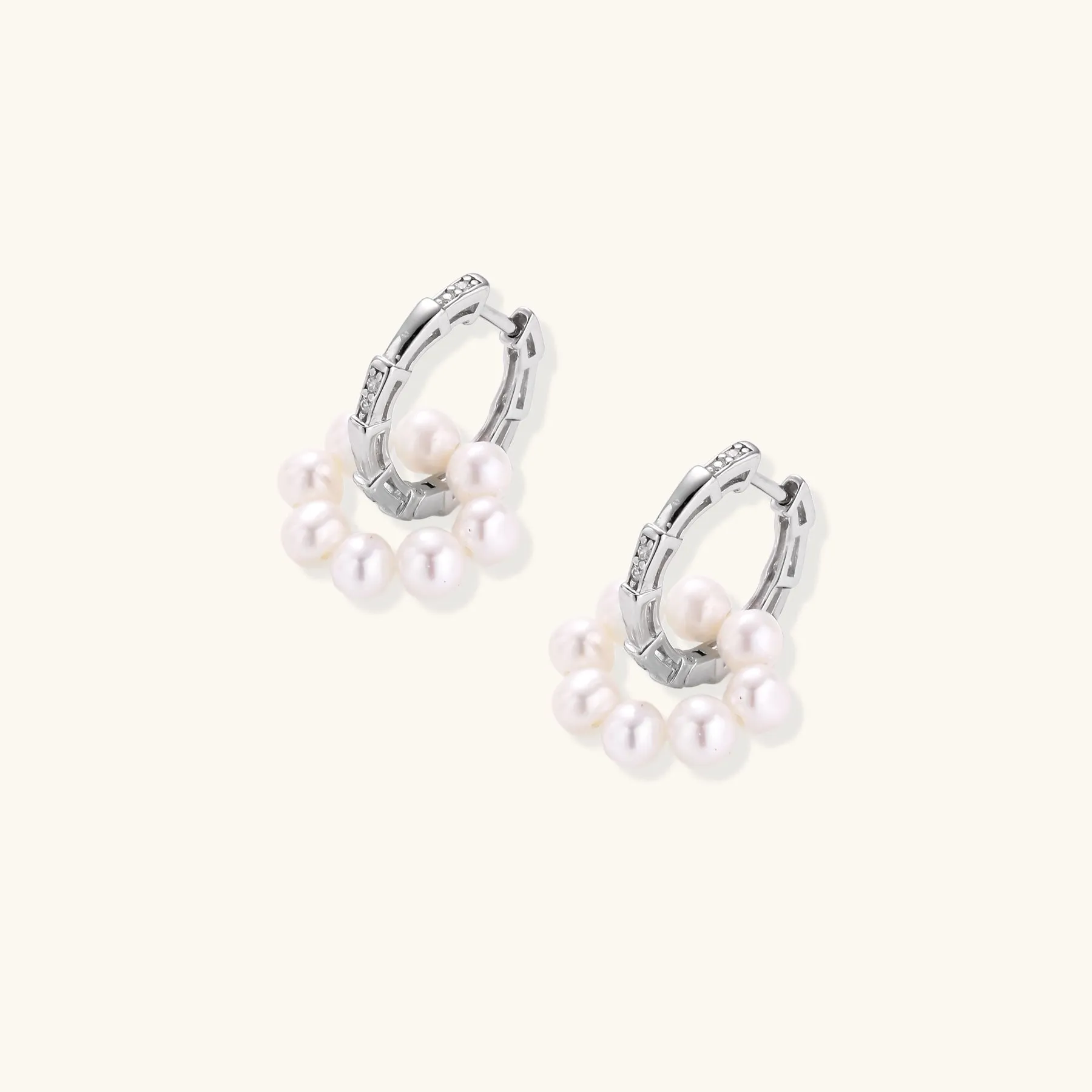 Pearl Cluster Huggie Hoops sold by Alex Evenings product image thumbnail 4