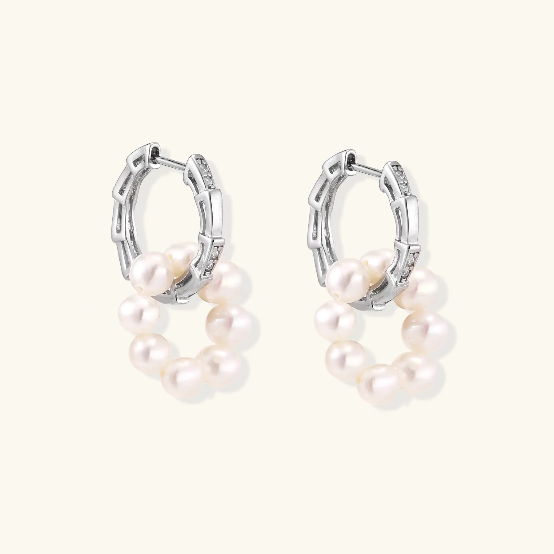 Pearl Cluster Huggie Hoops sold by Alex Evenings product image thumbnail 3