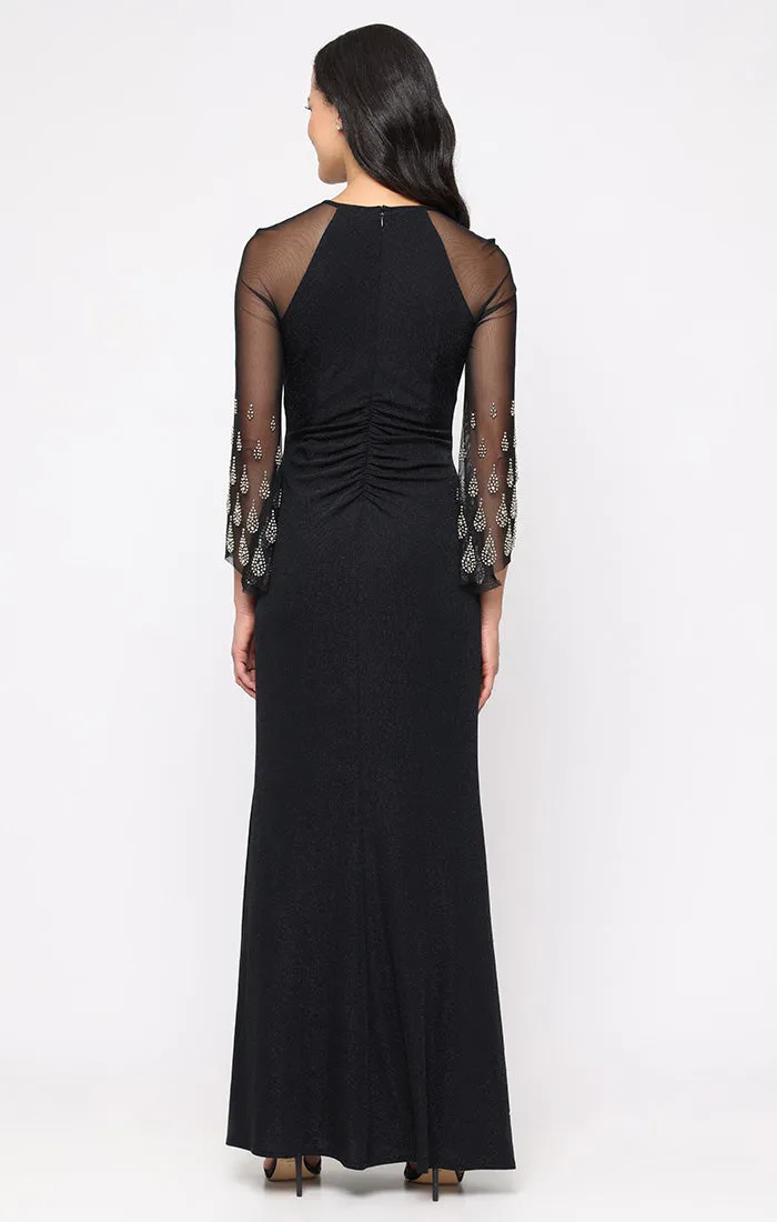 Long Metallic Knit Dress with Cutaway Illusion Neckline and Heat Set Sleeves sold by Alex Evenings product image thumbnail 2