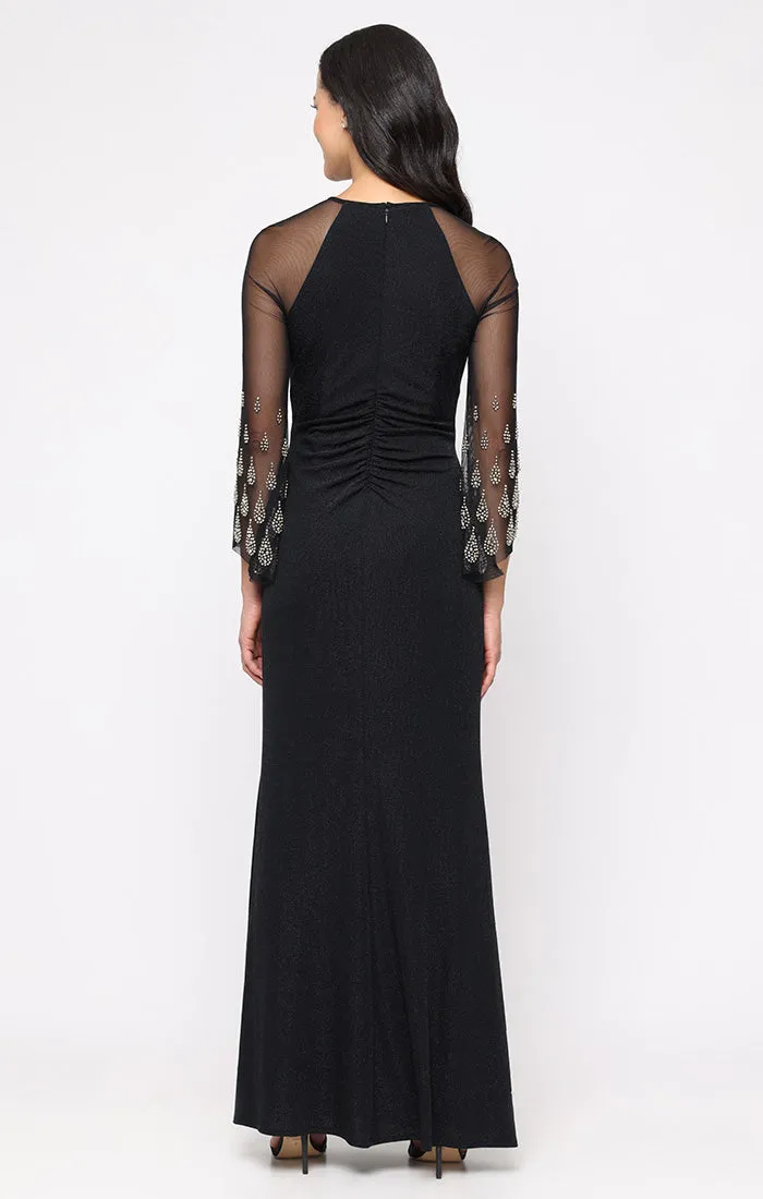 Petite - Metallic Knit Dress with Cutaway Illusion Neckline and Heat Set Sleeves sold by Alex Evenings product image thumbnail 2