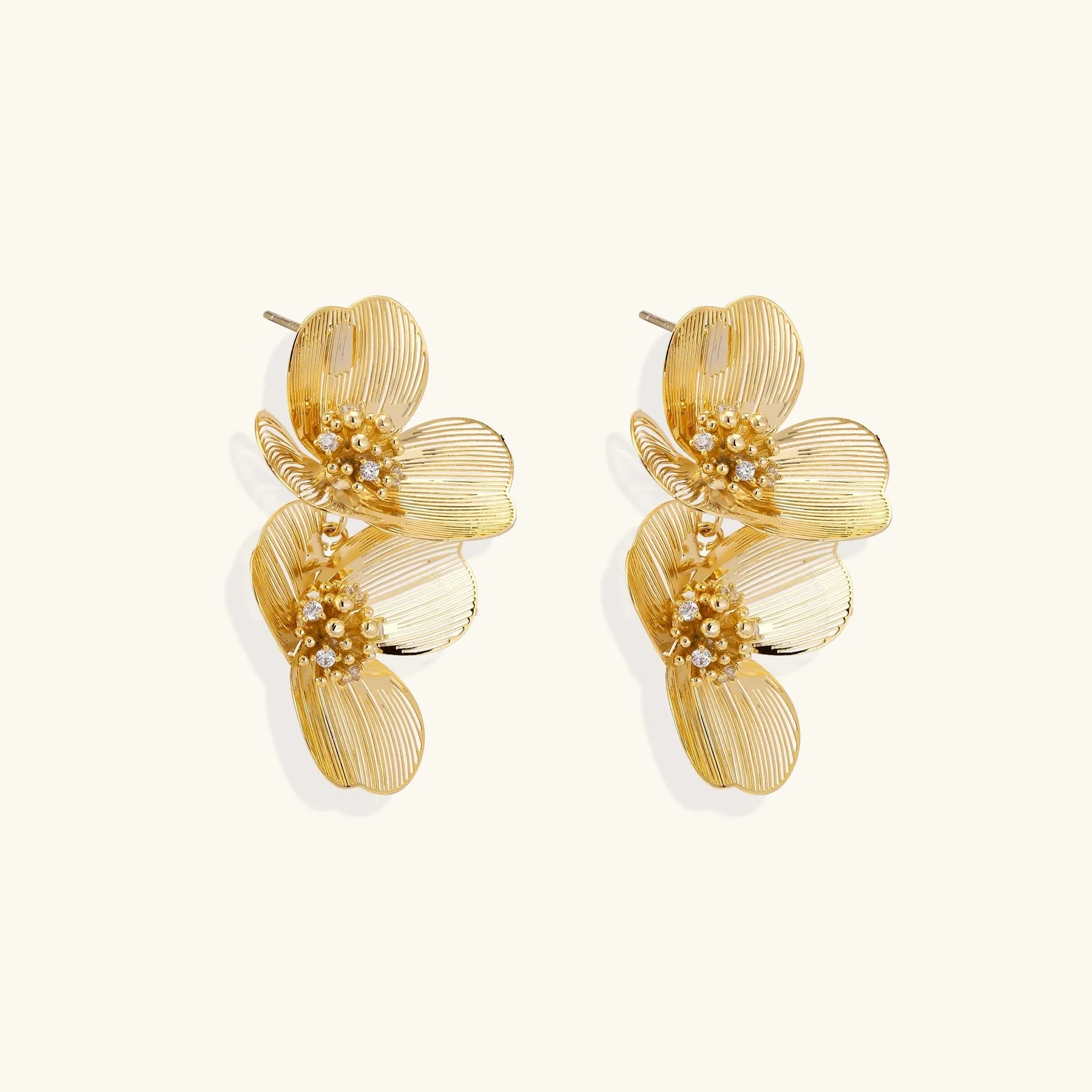 Golden Bloom Double Earrings sold by Alex Evenings product image thumbnail 3