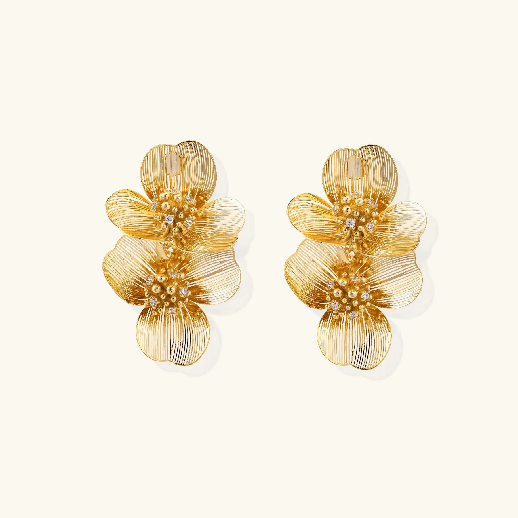 Golden Bloom Double Earrings sold by Alex Evenings product image thumbnail 4
