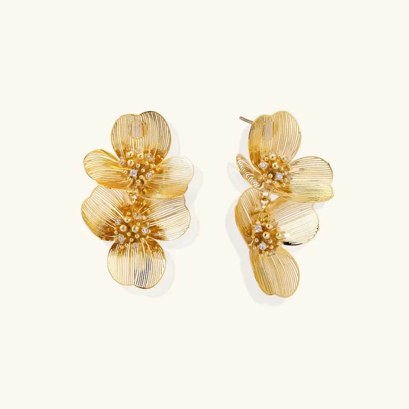 Golden Bloom Double Earrings sold by Alex Evenings
