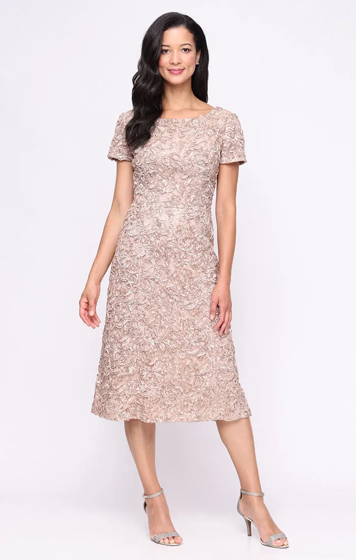 Midi Soutache Lace A-Line Dress with Short Sleeves sold by Alex Evenings
