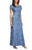 Rosette A-Line Gown with Sequin Detail & Short Illusion Sleeves sold by Alex Evenings