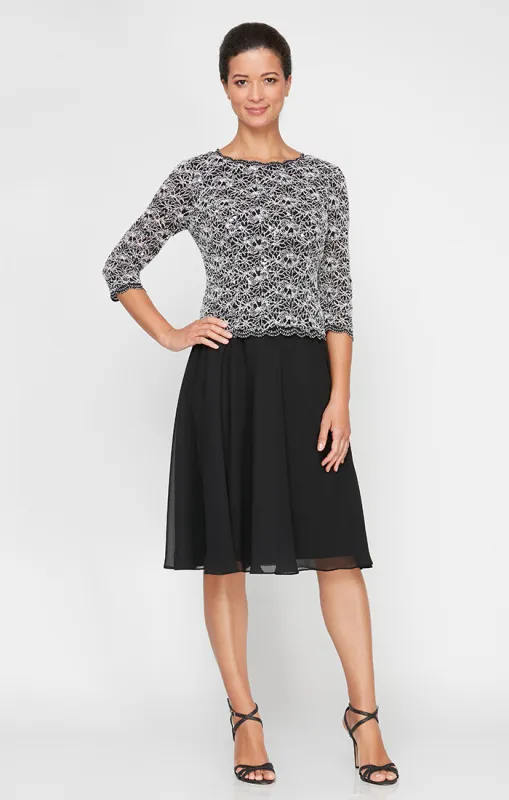 Petite - Short Mock Dress with Full Skirt and Scallop Detail sold by Alex Evenings