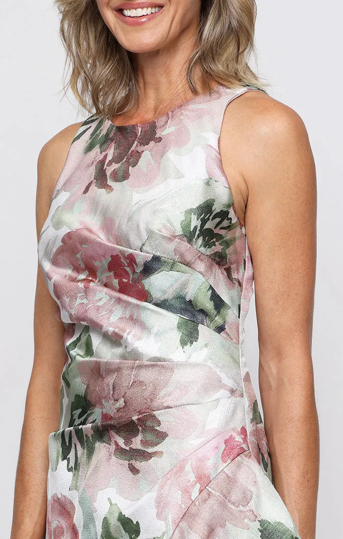 Petite Long Sleeveless Printed Shimmer Dress with Cascade Ruffle Detail sold by Alex Evenings product image thumbnail 2