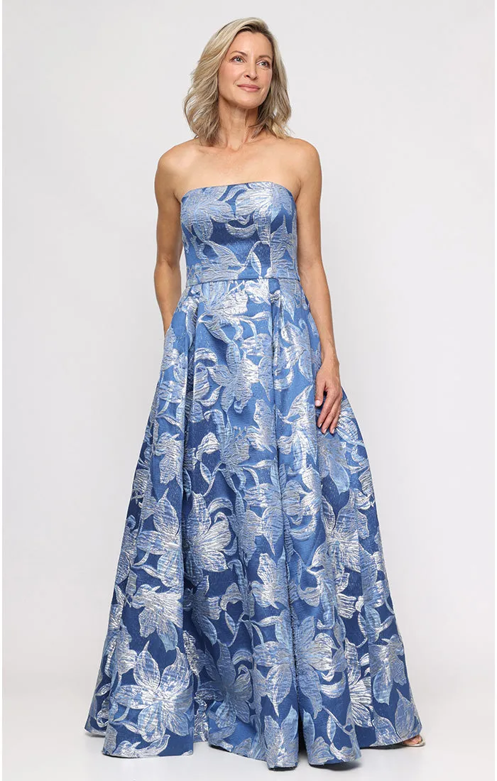 Strapless Printed Jacquard Gown with Shawl sold by Alex Evenings product image thumbnail 3