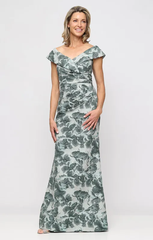 Petite Off-the-Shoulder Floral Jacquard Ballgown sold by Alex Evenings