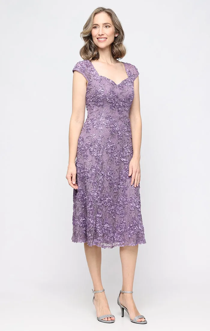 Midi Lace Soutache Dress with Sweetheart Neckline sold by Alex Evenings product image thumbnail 4