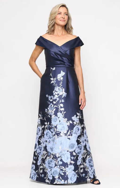 Off-the-Shoulder Printed Jacquard Ballgown with Pockets sold by Alex Evenings