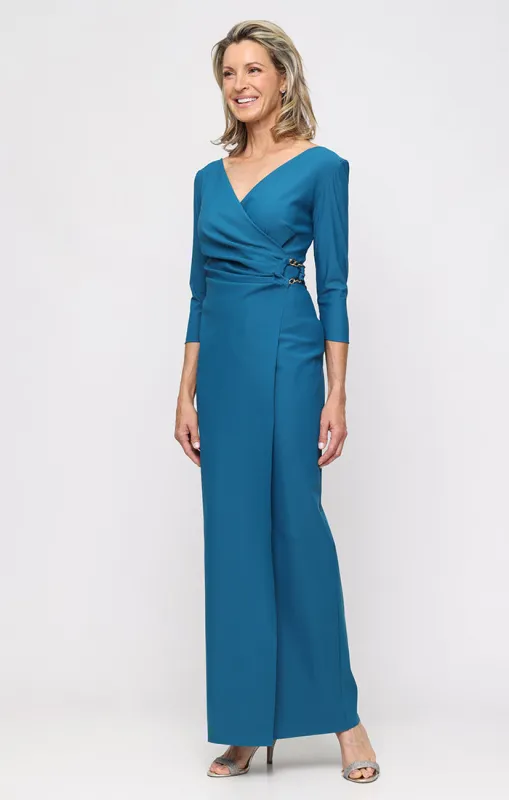 Contour Dress with Surplice Neckline & Hardware Detail at Waist sold by Alex Evenings