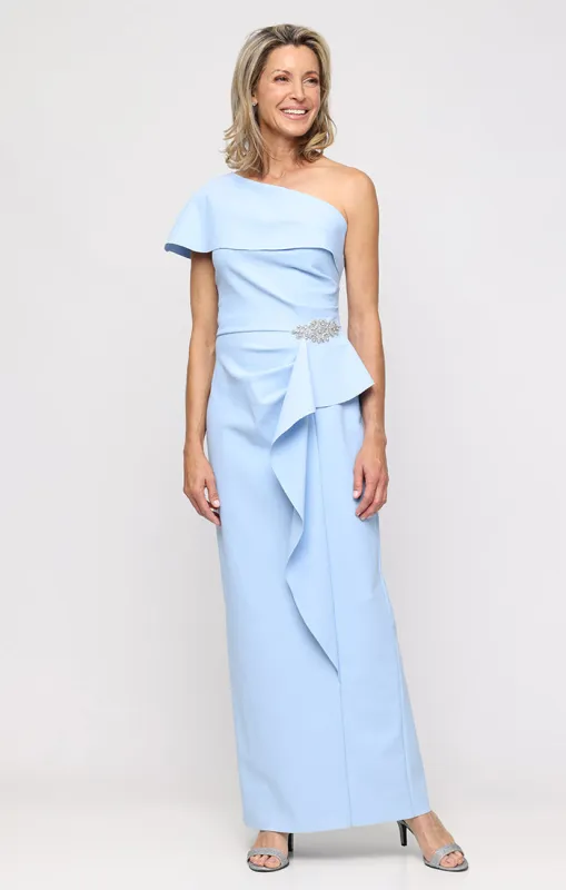 One Shoulder Contour Dress with Foldover One-Shoulder Cuff Neckline sold by Alex Evenings