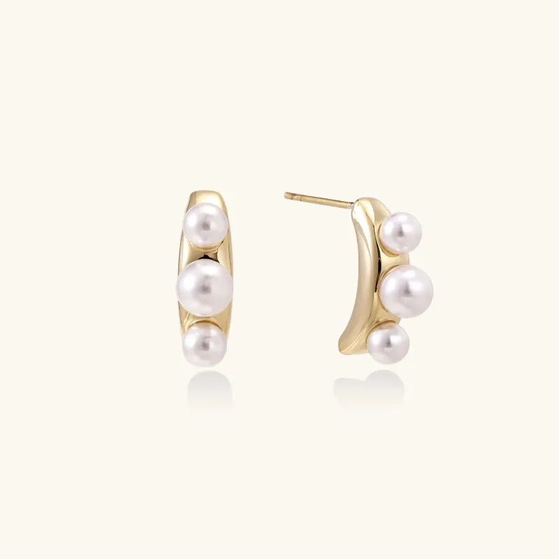 Pearl Trio Curve Studs sold by Alex Evenings