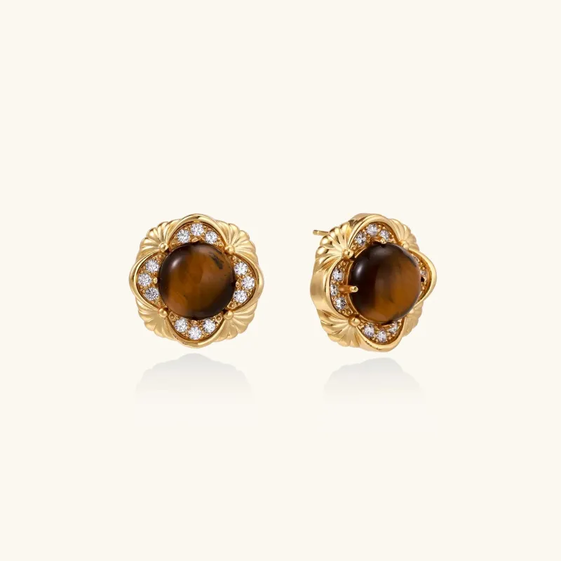 Golden Empress Tiger's Eye Studs made by Alex Evenings