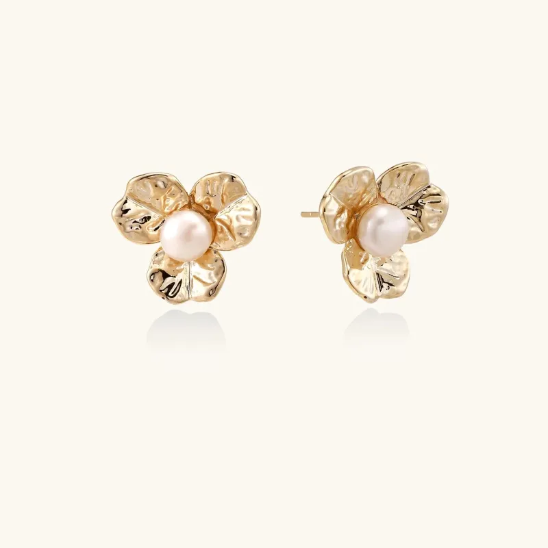 Bloom Pearl Studs made by Alex Evenings