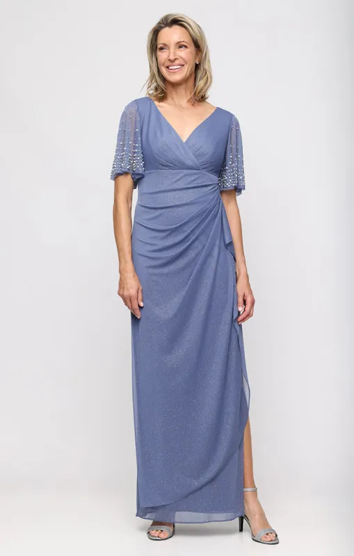 Plus Empire Waist Dress with Embellished Flutter Sleeves sold by Alex Evenings