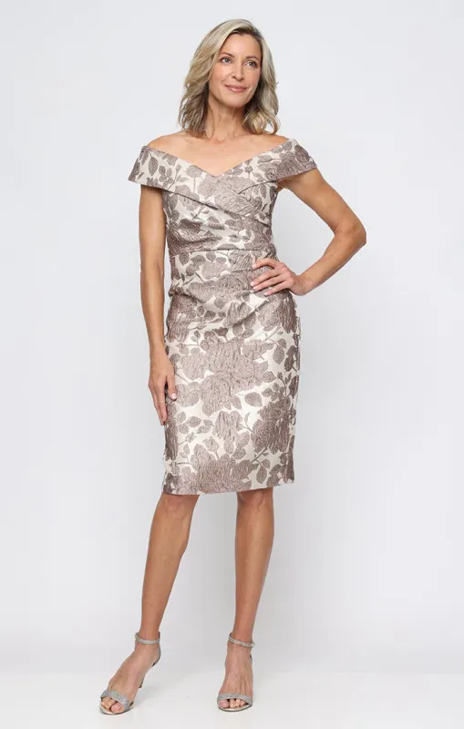 Short Portrait Collar Printed Jacquard Dress made by Alex Evenings