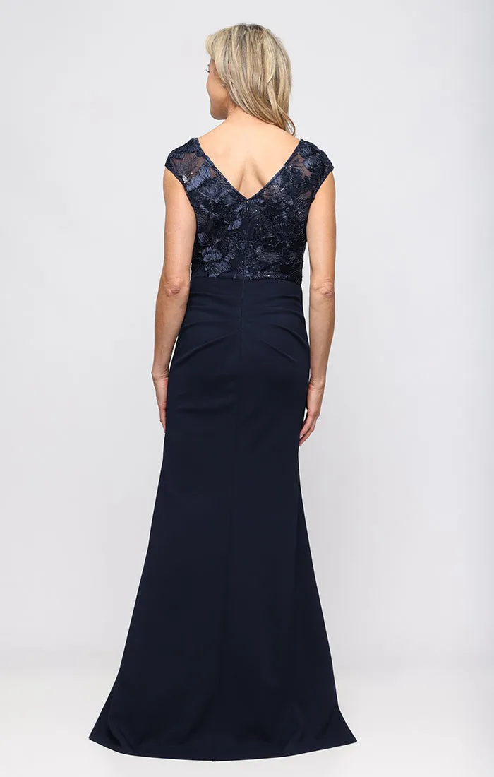 Stretch Crepe Dress with Soutache Bodice and Illusion Neckline sold by Alex Evenings product image thumbnail 3