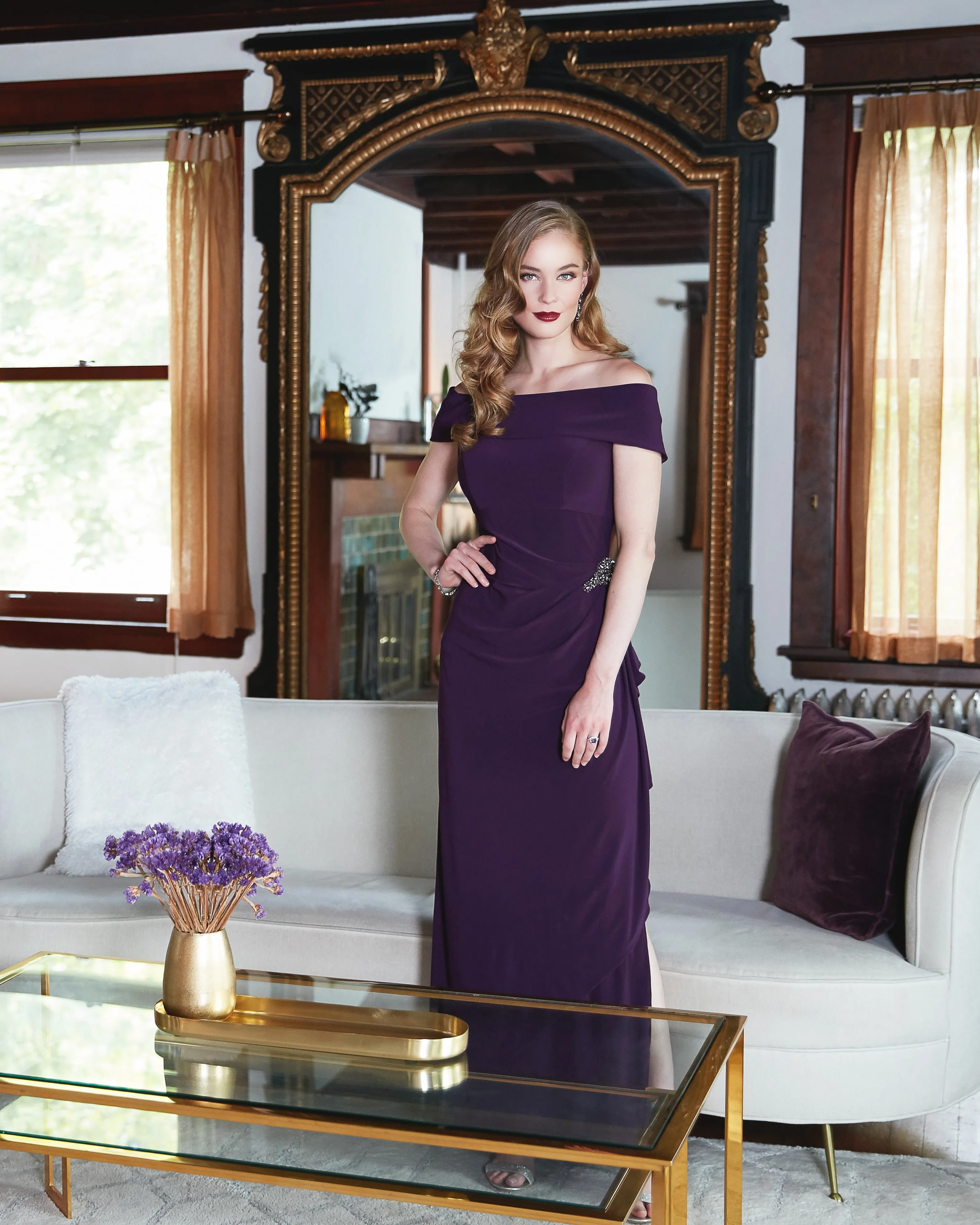 Regular - Nora Off-the-Shoulder Matte Jersey Dress sold by Alex Evenings product image thumbnail 3
