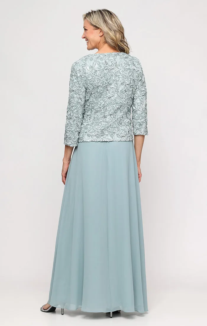 Petite Long Empire Waist Dress With Open Soutache Jacket sold by Alex Evenings product image thumbnail 4