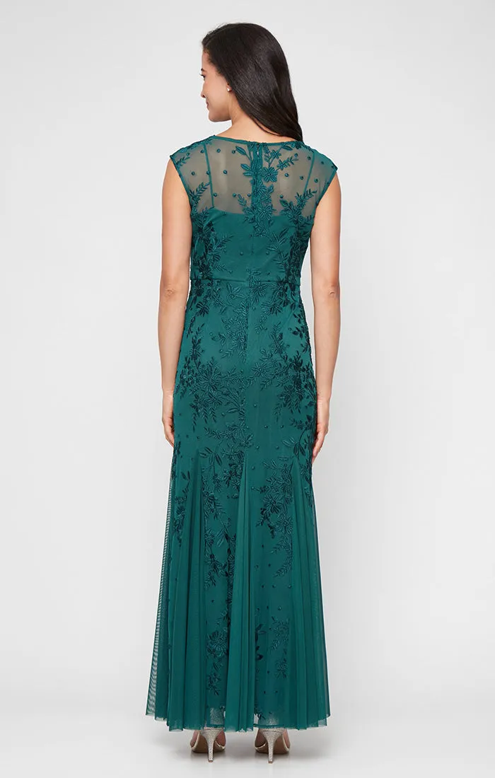 Petite - Kelsey Embroidered Godet Detail Dress sold by Alex Evenings product image thumbnail 3