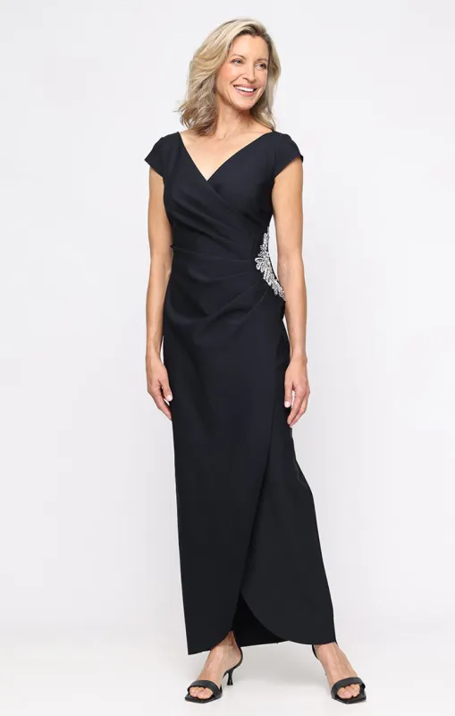 Contour Dress with Cap Sleeves & Tulip Overlay Skirt sold by Alex Evenings