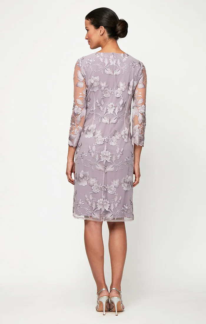 Regular - Embroidered Elongated Lace Mock Jacket with Jersey Sheath Dress sold by Alex Evenings product image thumbnail 2