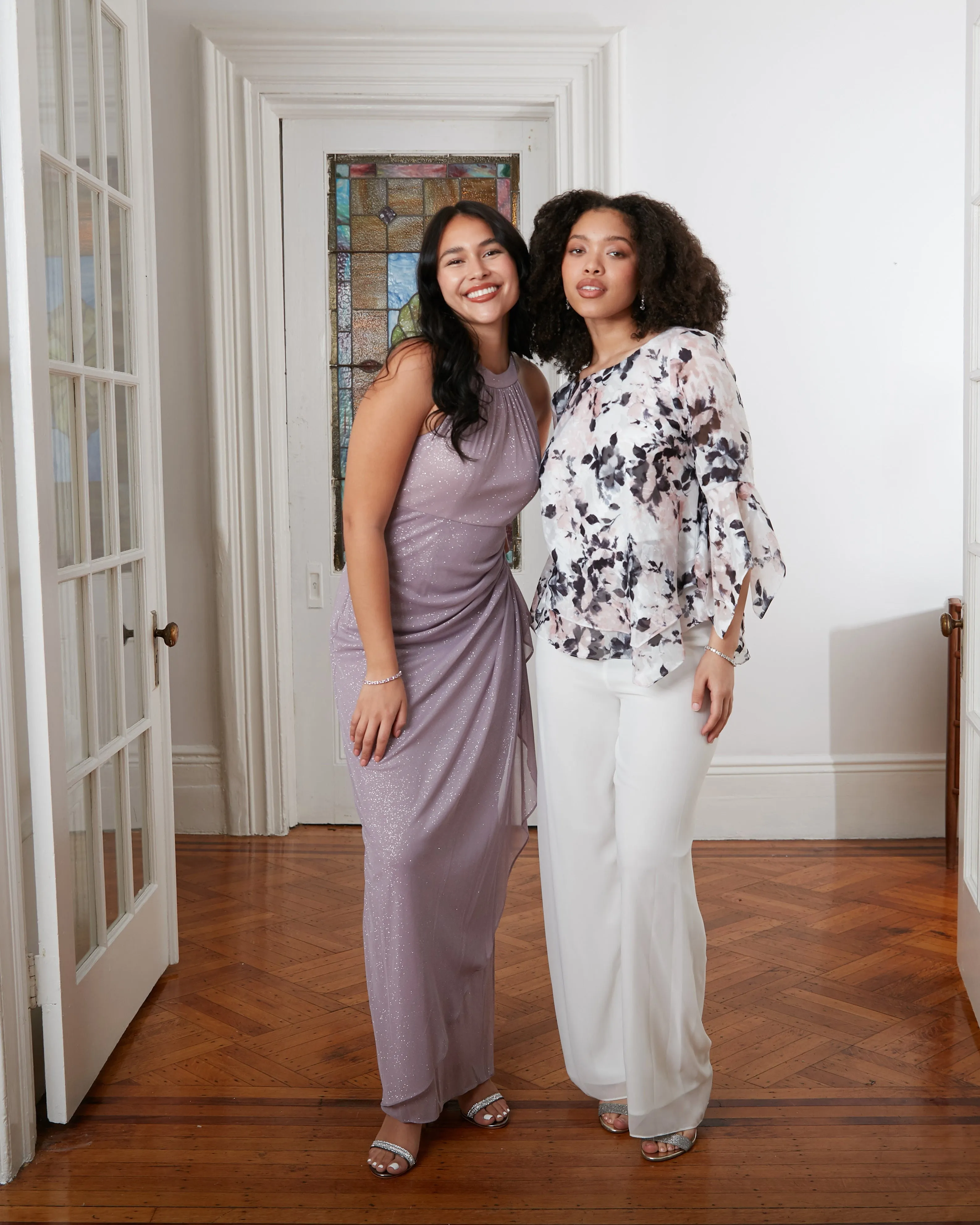 Petite Glitter Mesh Halter Neck Dress with Cascade Detail Skirt sold by Alex Evenings product image thumbnail 4