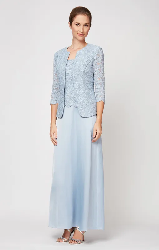 Petite Bethany Glitter Lace Jacket Dress made by Alex Evenings