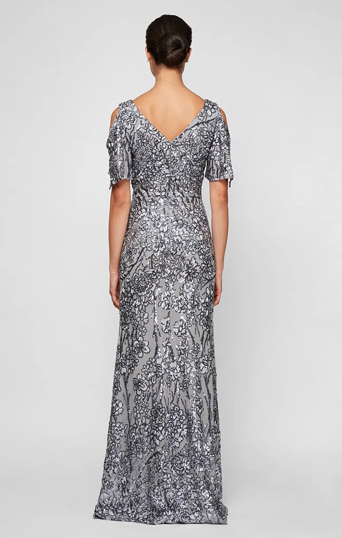 Caroline Flutter Sleeve Sequin Gown sold by Alex Evenings product image thumbnail 2