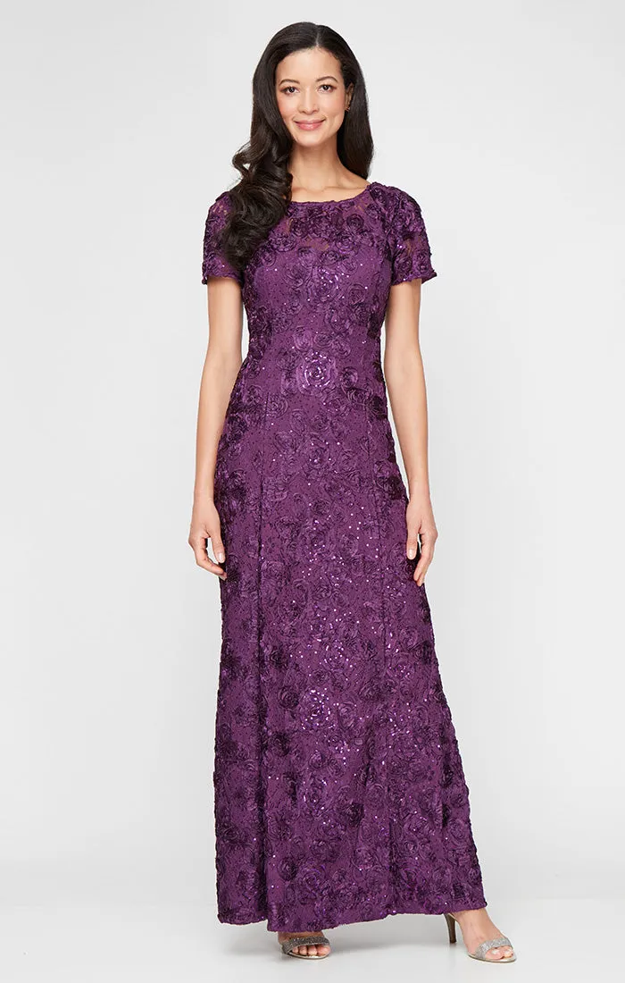 Petite Evelyn Rosette Lace Long Gown sold by Alex Evenings product image thumbnail 5