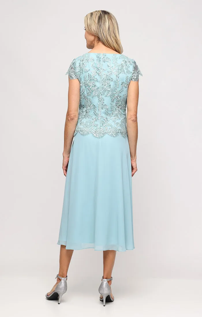 Petite Embroidered Tulle & Chiffon Square Neck Party Dress sold by Alex Evenings product image thumbnail 3
