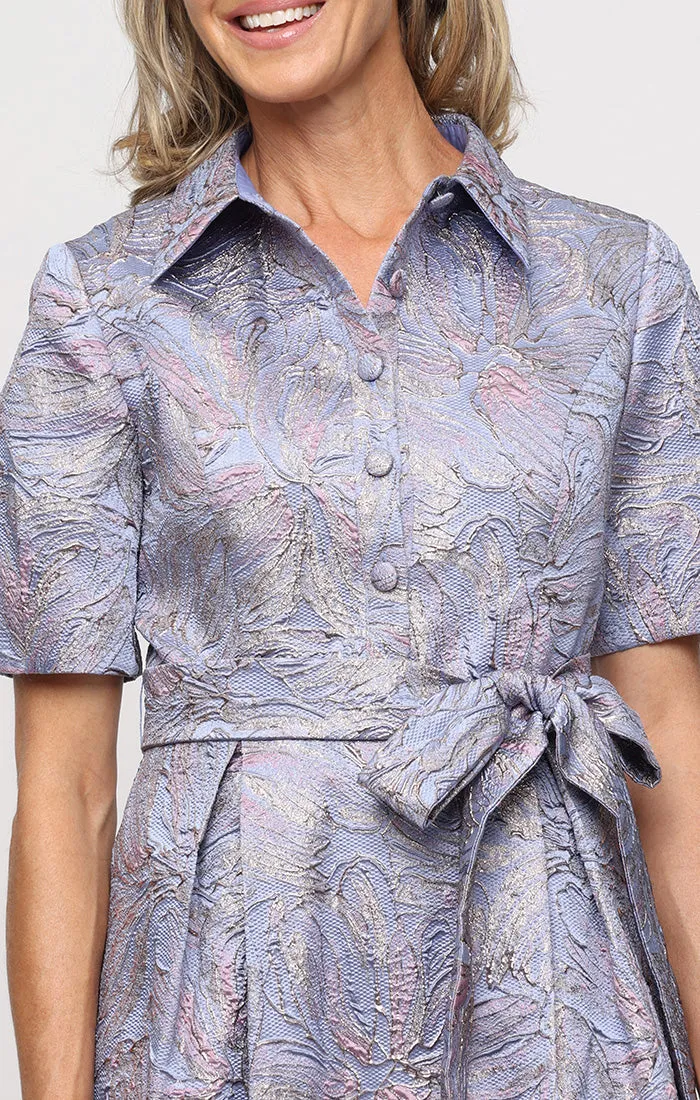 Jacquard Dress with Button Bodice & Bubble Sleeves sold by Alex Evenings product image thumbnail 3