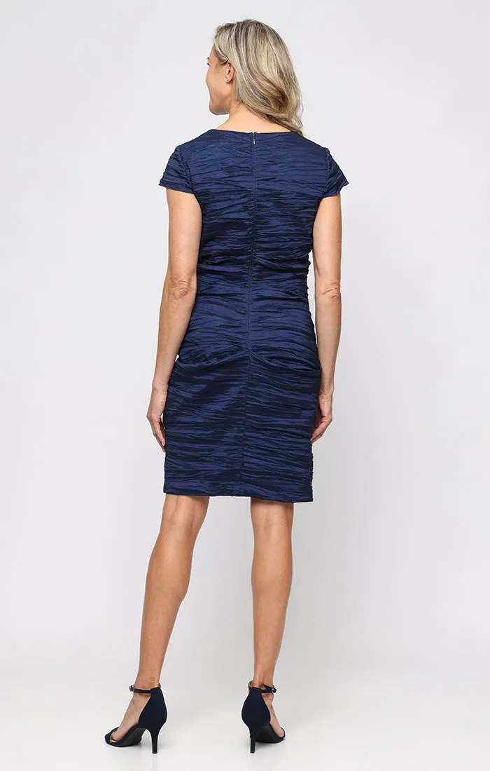 Crinkle Stretch Taffeta Cocktail Dress with V-Neckline sold by Alex Evenings product image thumbnail 3