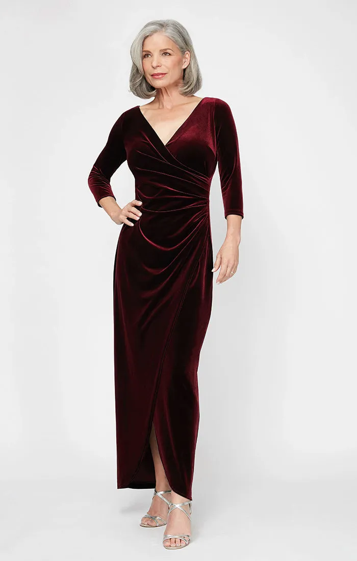 Plus Laurie Surplice Neckline Velvet Dress sold by Alex Evenings